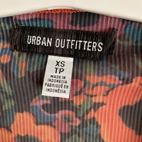 Urban Outfitters Funky Floral Mesh Button-Up Crop Top - Picture 4 of 4